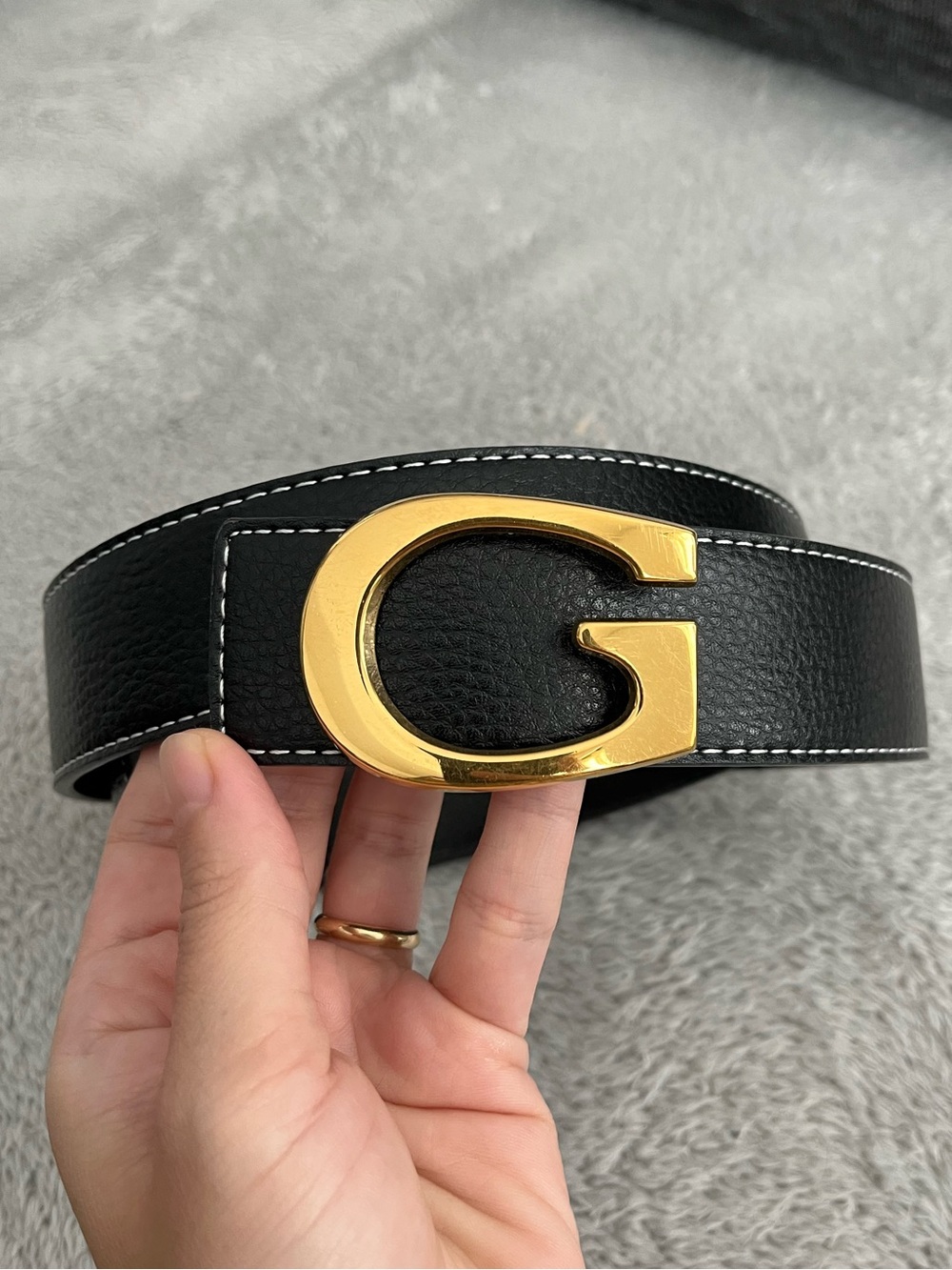 Gucci Gold G Buckle with Custom Made Reversible Black Leather Belt